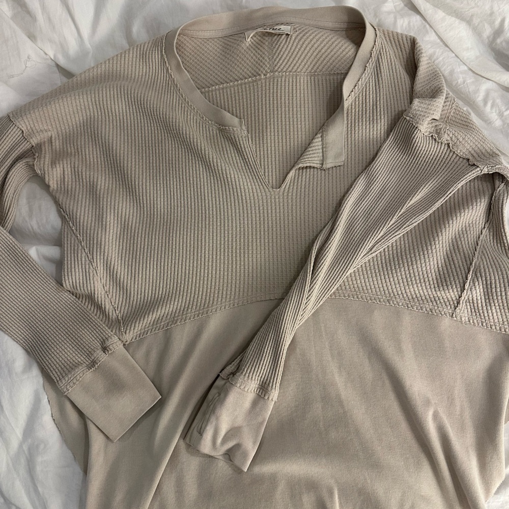 We The Free Cream Ribbed Knit Top